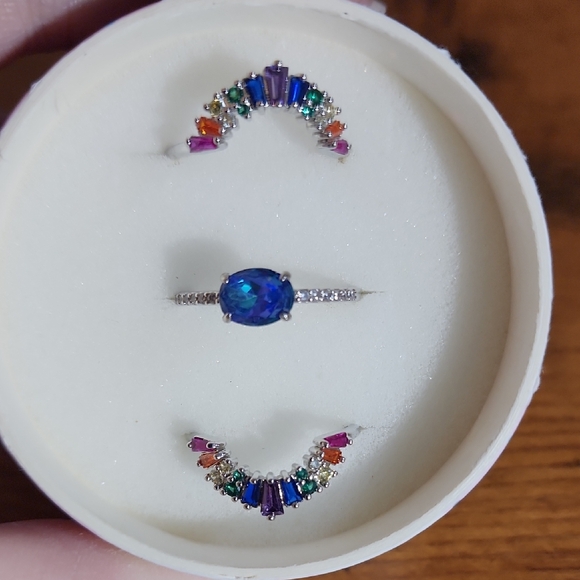 Spectrum Of Beauty Lab Created Blue Rainbow Topaz+rainbow Array Of Lab CreatedCZ